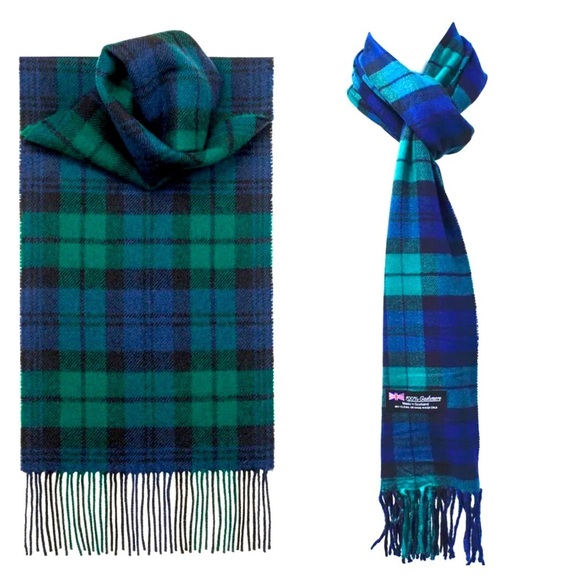 fashion scarves Accessories - New 100% Cashmere Scarf plaid blue green